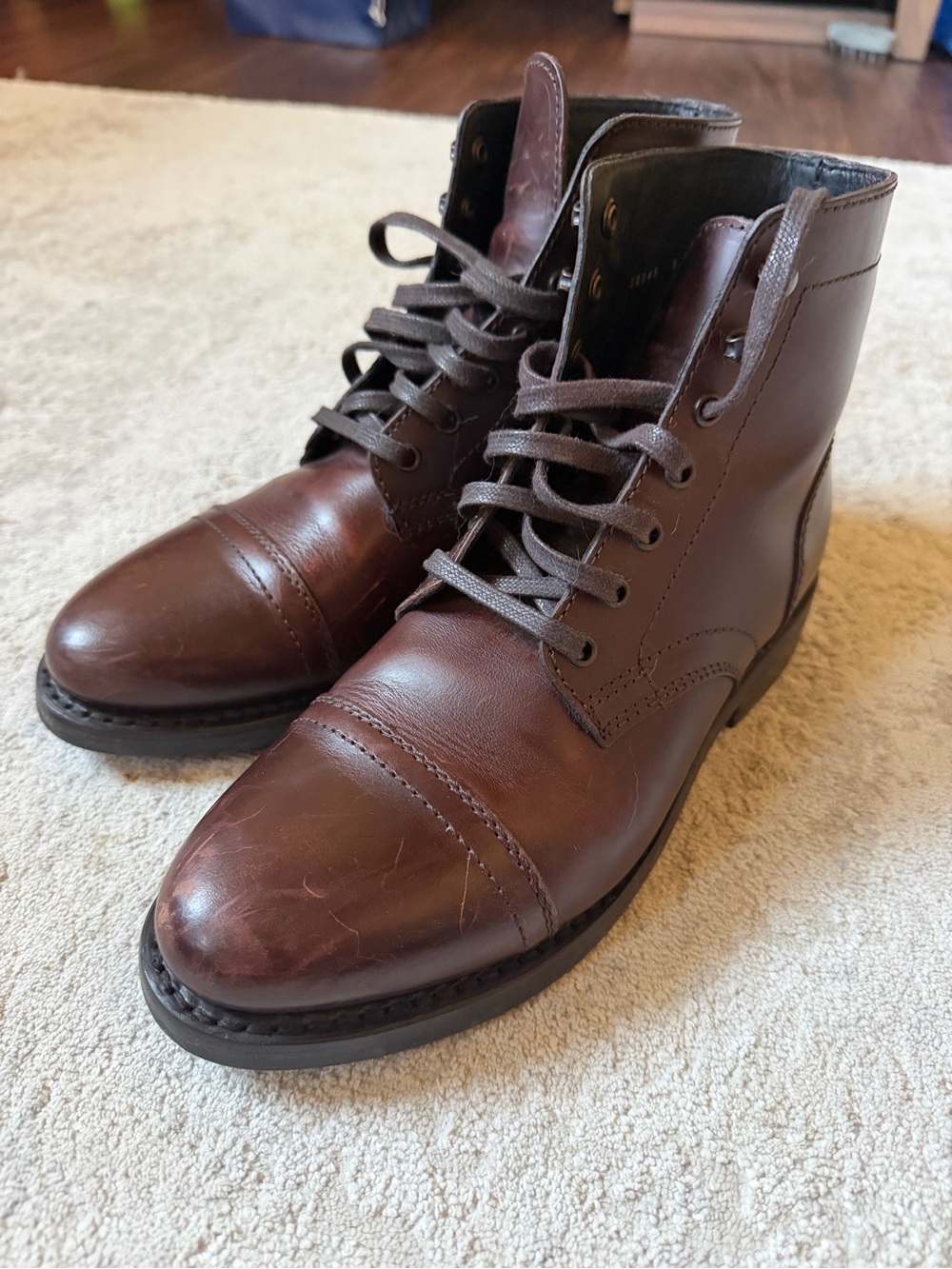 Thursday Boot Company Brown Leather Lace-Up Ankle Boots “Captain” Model - Picture 3 of 6
